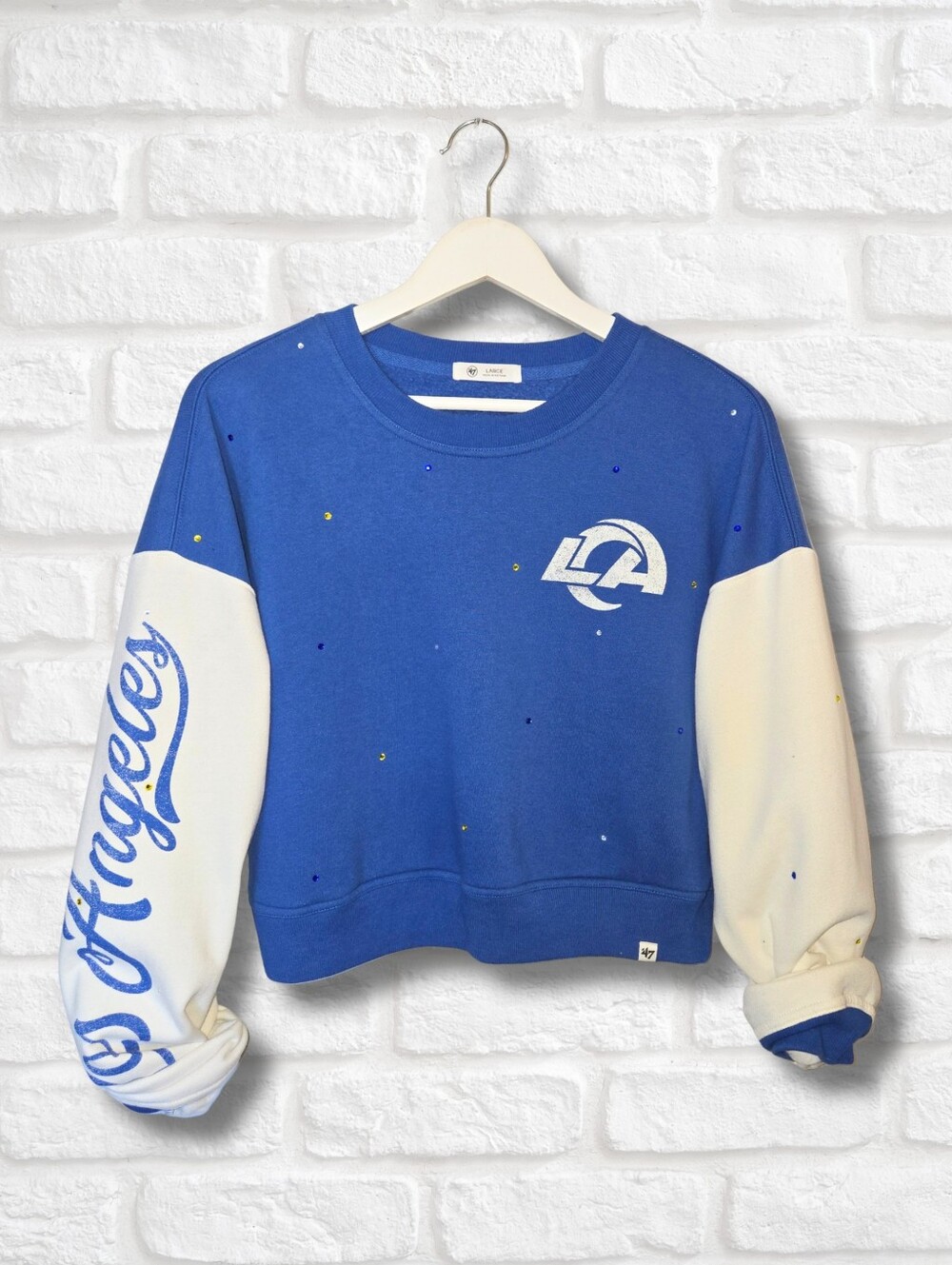 Los Angeles Rams Crop Sweatshirt W/Rhinestones